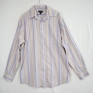 Express Shirt Mens Large Premium Casual Pocket Button Up Striped Long Sleeve